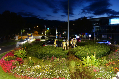 Verkehrsunfall Kreisverkehr Autobahnzubringer in Schwaz