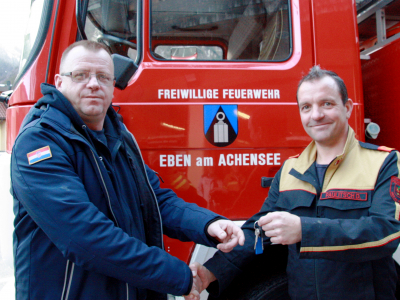 Drehleiter nach 32 Jahren im Dienste der FF Eben am Achensee nach Kroatien überstellt